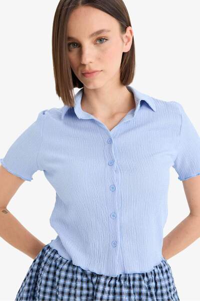 DeFacto Fitted Wrinkled Short Sleeve Shirt D4520Ax25Sm