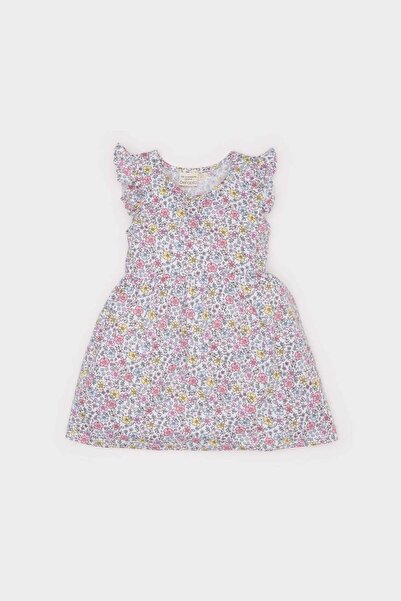 DeFacto Rochie de vară cu mâneci scurte cu imprimeu inimioare pentru fetițe A...