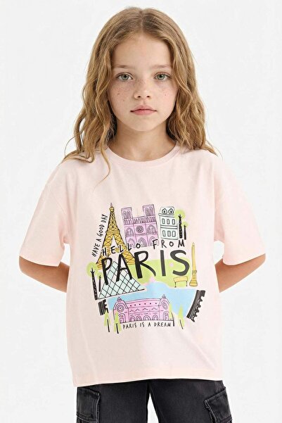 DeFacto Tricou cu mânecă scurtă, supradimensionat, cu imprimeu, cu gât rotund...