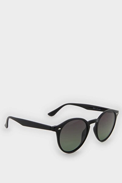 DeFacto Men's Round Gray Plastic Frame Black Glass Polarized Sunglasses F0579...