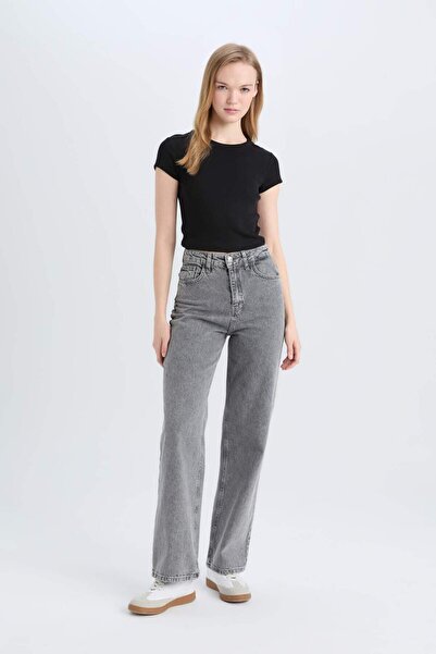 DeFacto Fitted Basic Fitilli Kaşkorse Siyah Tişört E0287AX25SM