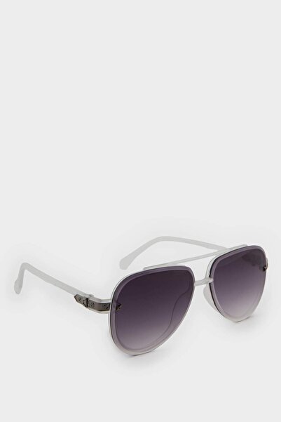 DeFacto Men's Oval Plastic Clear Frame Clear Glass Uv Sunglasses F0574Axns