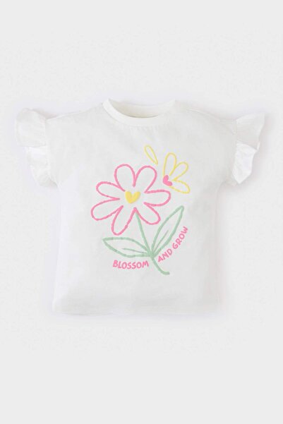 DeFacto Crew Neck Floral Short Sleeve T-Shirt Baby Girl E7805A525Sm