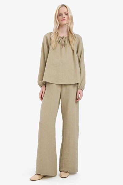 DeFacto 100 % Baumwolle, Palazzo-Hose aus Musselin-Stoff mit weitem Bein E393...