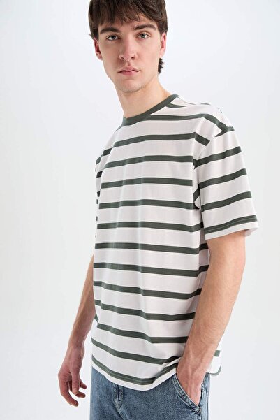 DeFacto Tricou cu dungi, croială lejeră, 100% bumbac E1160AX25SM