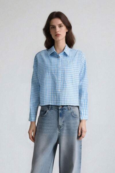 DeFacto Oversized Wide Fit Gingham Long Sleeve Shirt E6934Ax25Sp