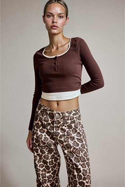 DeFacto Ταιριαστό μακρυμάνικο μπλουζάκι κοτλέ πλέξη ριμπ E7606AX25SP