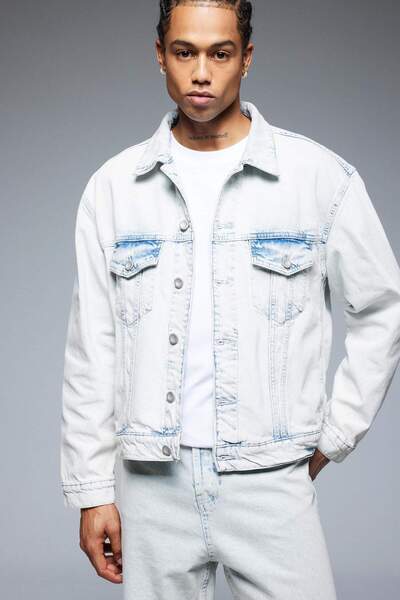 DeFacto Jachetă de denim de primăvară, 100% bumbac, cu croială largă, D7741AX...