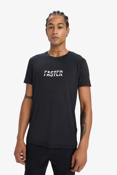 DeFacto Tricou sport cu mânecă scurtă, cu imprimeu, cu decolteu rotund, din m...