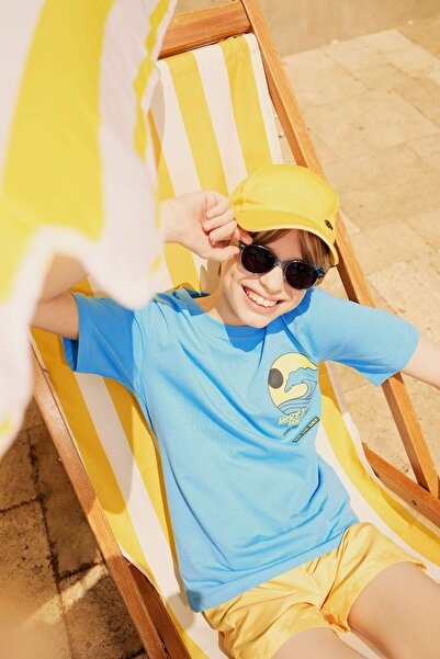 DeFacto Bisiklet Yaka Baskılı Kısa Kollu Tişört Erkek Çocuk E0166A825SM