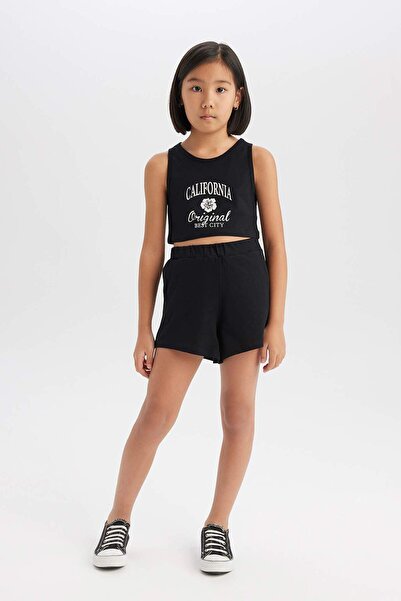 DeFacto 2-dijelni set Štampano majica bez rukava i šortsevi za devojčice E489...