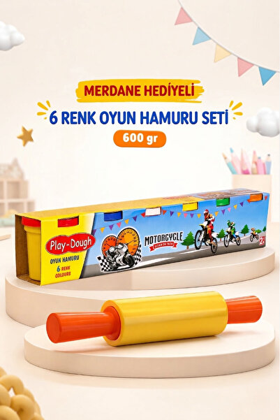 Genel Markalar Oyun Hamuru 6'lı Set 6 Renk 680 Gr Merdane Hediyeli