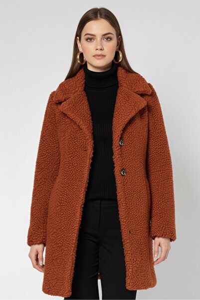 Sam Edelman جاكيت شيربا نسائي منقوش، لون صدئ