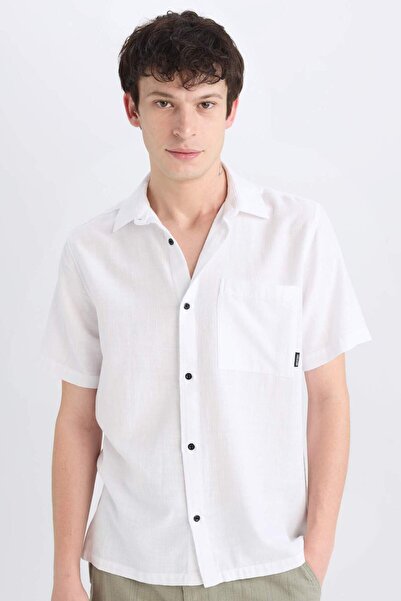 DeFacto 100% Cotton Regular Fit Summer Short Sleeve Black Shirt E0461Ax25Sm