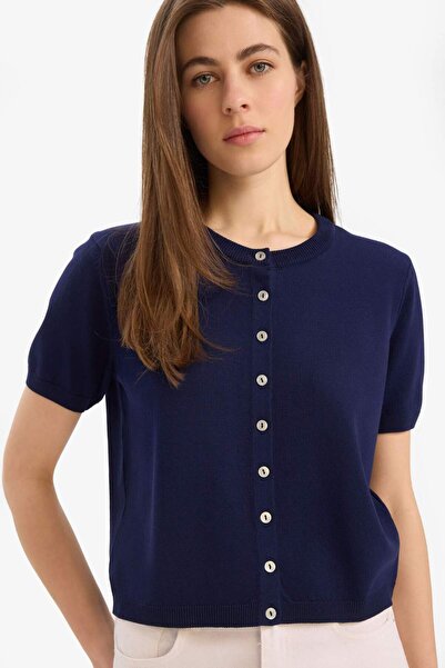 DeFacto Regular Fit Crew Neck Basic Plain Knitwear Cardigan E5770AX25SM