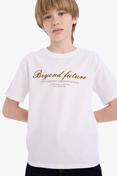 DeFacto Μπλουζάκι με στάμπα με λαιμόκοψη ποδηλάτου και κοντά μανίκια για αγόρ...