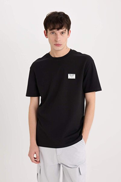 DeFacto Μπλουζάκι με κοντό μανίκι από βαρύ ύφασμα με κανονική εφαρμογή D551