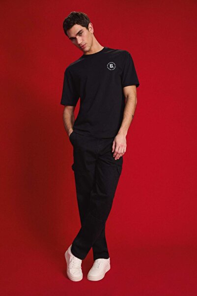 DeFacto 100% Cotton Relax Fit Comfortable Fit Regular Waist Wide Leg Cargo Po...