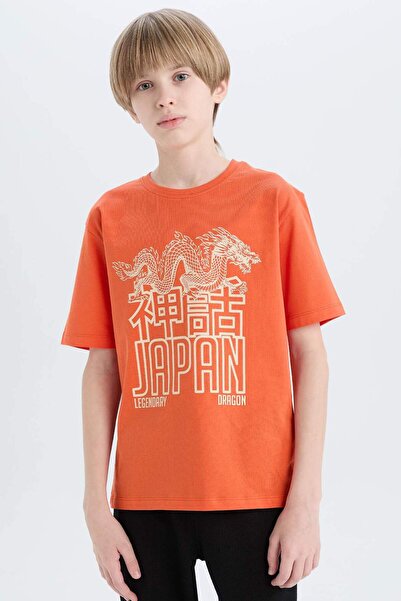 DeFacto Μπλουζάκι με στάμπα με λαιμόκοψη ποδηλάτου και κοντά μανίκια για αγόρ...