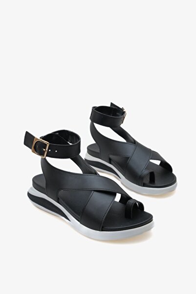 LOJO Talpă sport groasă cu bretele încrucișate pentru femei cu cataramă Daily...