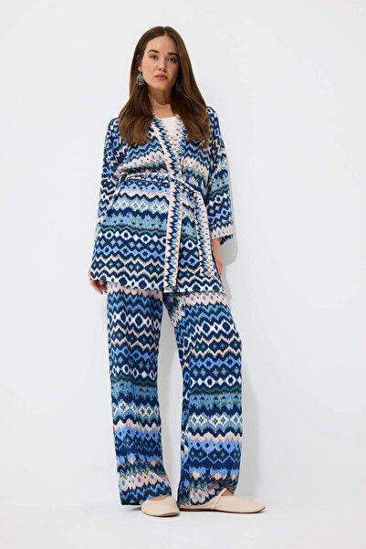 DeFacto Pantaloni cu picioare drepte cu model, cu buzunare, cu ajustare norma...