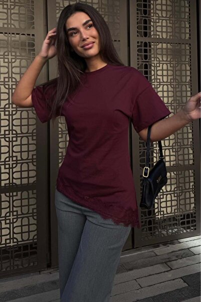 Madmext Claret Red Δαντέλα Λεπτομερές Με εφαρμογή στη μέση Ασύμμετρο Γυναικεί...