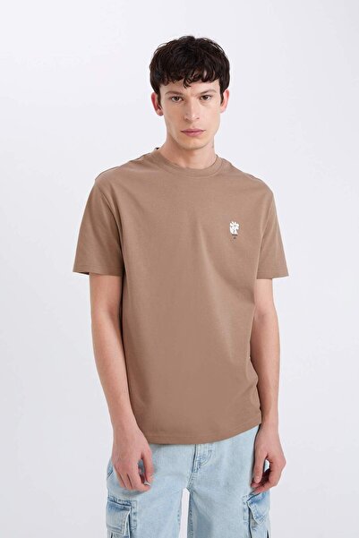 DeFacto Μπλουζάκι με κοντό μανίκι με στάμπα με κανονική εφαρμογή από 100% βαμ...