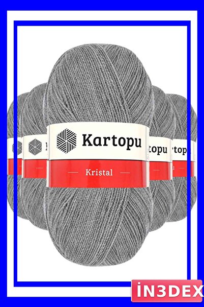 İN3DEX 5 Pieces of Double Layered Hand Knitting Yarn Light Gray Color