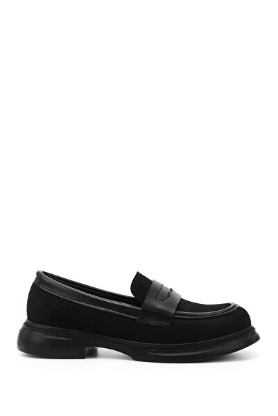 GÖNDERİ(R) Women's Black Nubuck Loafer Shoes