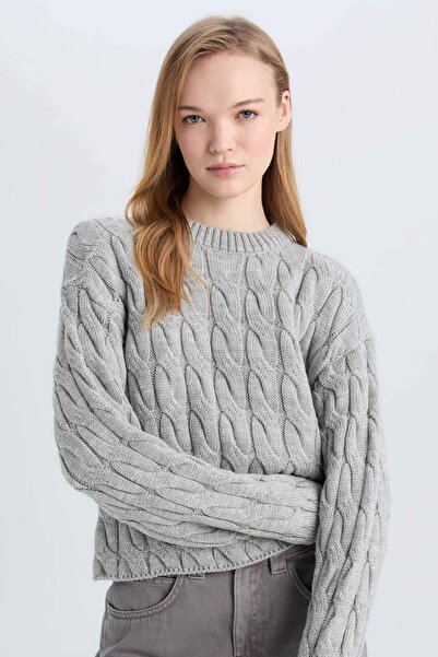 DeFacto Регулярний крій, велосипедний комір, плетений трикотажний светр E4604...