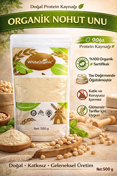 White Organic Organik Nohut Unu 500 gr Organic Chickpea Flour