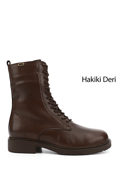 GÖNDERİ(R) Kadın Kahve Antik Fermuarlı Hakiki Deri Postal Bot