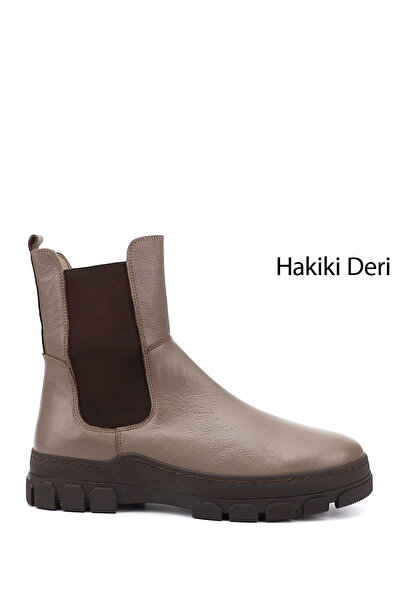 GÖNDERİ(R) حذاء تشيلسي من الجلد الطبيعي بنعل مطاطي للنساء/الفتيات