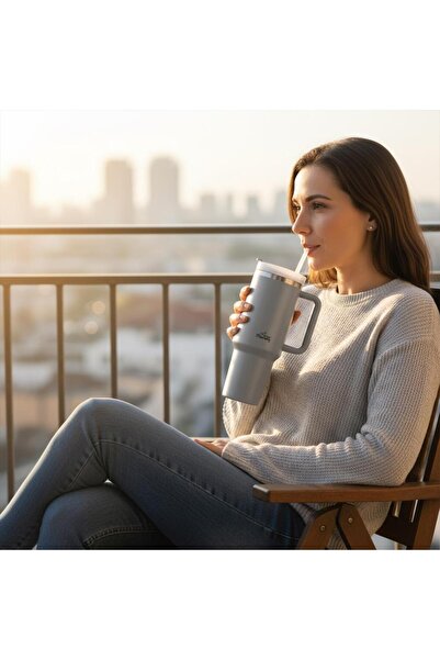 Any Morning ڤاها 1200 مل كوب حراري من الفولاذ بثلاث طبقات مزدوج مراحل مع غطاء...