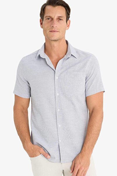 DeFacto Modern Fit Yazlık Polo Yaka Basic Düz Kısa Kollu Gömlek E5077AX25SM