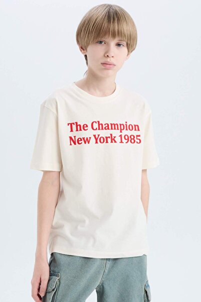 DeFacto Μπλουζάκι με κοντό μανίκι για αγόρια με λαιμόκοψη E0078A825SM