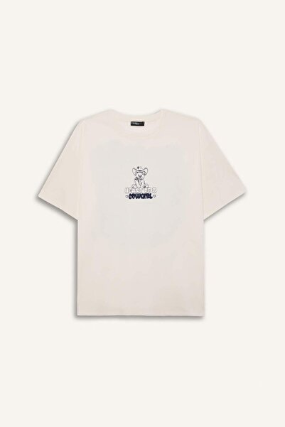 DeFacto Tricou cu mânecă scurtă cu imprimeu cu mânecă scurtă, cu croială larg...