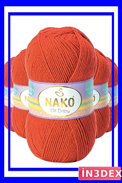 İN3DEX Non-Pilling Baby Wool Knitting Yarn 5 Pieces Coral Stone Color