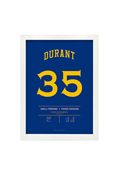 KAYNOCK Kevin Durant Golden State Warriors Nba Poster Tablo Beyaz Çerçeve