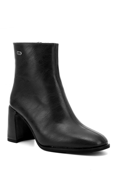 GÖNDERİ(R) Cizme de damă negre cu fermoar, cu vârf tocit, cu toc gros