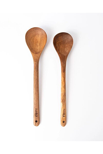 Hakiki Store طقم تقديم مصنوع يدويًا من خشب الجوز مكون من قطعتين