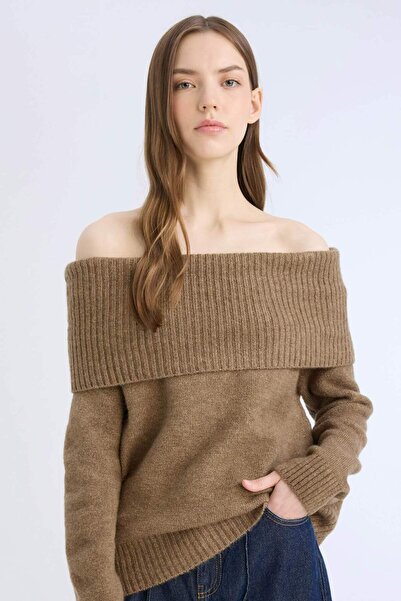 DeFacto Regular Fit Open Shoulder Knitwear Sweater E4549Ax24Wn