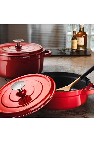 OLİKA Iron 28cm Cast Iron Short Pot Red