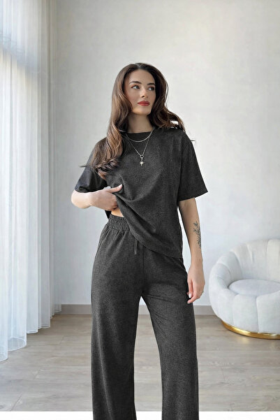 YAKAMEL Women's Anthracite Melange Modal Combed Full Flexible Super High Wais...