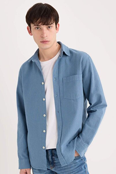 DeFacto Košulja dugih rukava regularnog kroja Prugasto Pamuk paket E1944AX24AU