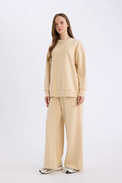 DeFacto Pantaloni de sport groși, cu croiala dreaptă, de bază, cu talie dreap...