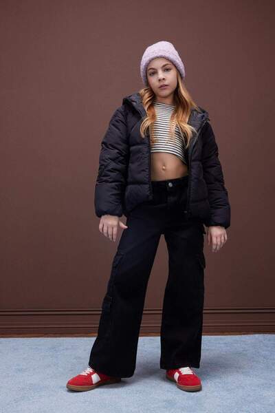 DeFacto Παντελόνι τζιν με φαρδιά μπατζάκια Cargo για κορίτσια D7373A825SM