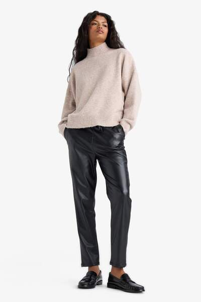 DeFacto High Waist Pocket Jogger Winter Pants - Faux Leather V8072Az24Wn