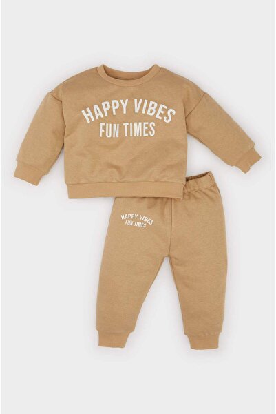DeFacto Baby Boy 2-Piece Set Printed Sweatshirt Elastic Waist Sweatpants D790...