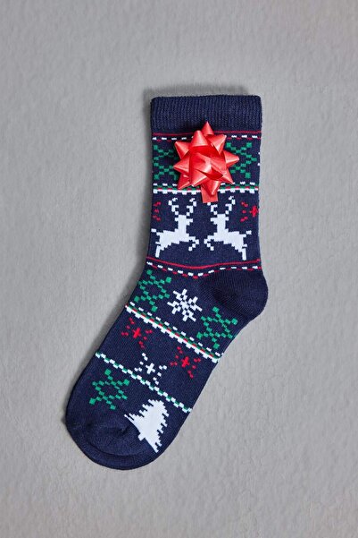 DeFacto 2dílné bavlněné dlouhé ponožky s novoročním motivem pro dívky Z3921A6NS